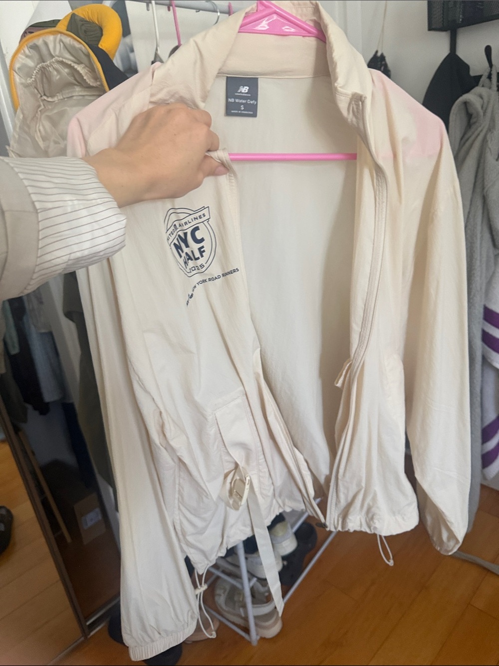 New Balance Cream Zip-Up Windbreaker with NYC Half Logo